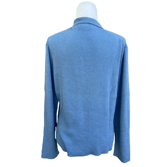 Armani Exchange cotton warm knit collared sweater blue women size XL A000233 - Picture 3 of 4